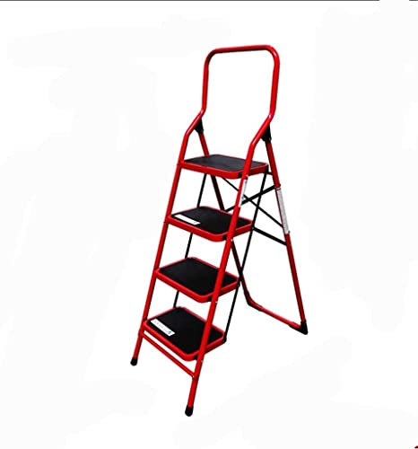 Verbreiterte Trittleitern, dreistufiger Leiterhocker, vierstufige Eisenleiter Küchen-/Badezimmer-Stehleiter-Hocker 150 kg Tragfähigkeit Haushaltsleiter