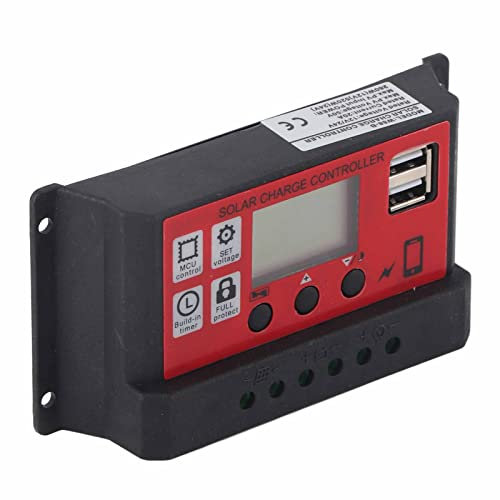 Solarladeregler Einstellbar, Solarbatterie Intelligenter Regler PWM Solarregler Solarpanel Batterie Intelligenter Regler mit LCD-Display 12V 24V (20A)