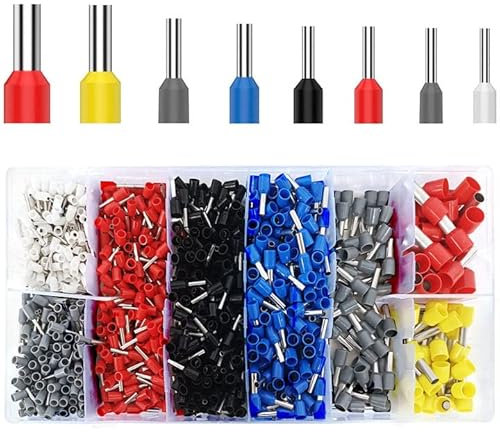 1200Pcs Wire Ferrules Set 0.5-10mm² Wire Ferrule Crimp Connectors Kit Insulated Cord Pin End Terminal Ferrules for Electronic Equipment