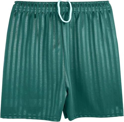 Kids Unisex PE Shorts – Shadow Stripe Sports Shorts for Boys & Girls, Elastic Waist with Drawstring – Football, Cycling, Summer Play – Ages 3–14 (as8, age, 5_years, 6_years, regular, Green 5-6 Years)