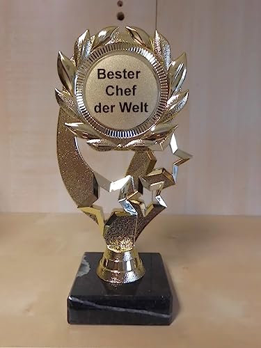 Pokal Geschenk Bester Chef der Welt Geburtstag - Sportpokal - Gr. 19 cm - Trophäe - Pokale - Geschenk - mit Gravur - (A1)