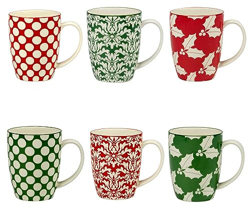 Certified International Winter Medley Tassen, 400 ml, 6 Stück, verschiedene Designs, mehrfarbig