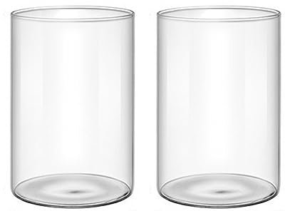 Pasdrucn 2 Stücke Glaszylinder Windlichtgläser, Glaszylinder Mit Boden Für Windlicht, Teelichtgläser Ersatz Zylinder, Tischdeko für Zuhause Wohnzimmer Hochzeit Party (8x10cm)
