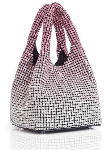 BABEYOND Pochette pour femme – Sacs de soirée scintillants à paillettes et strass, sac à main portable pour fête, bal, mariage, Dégradé rose vif