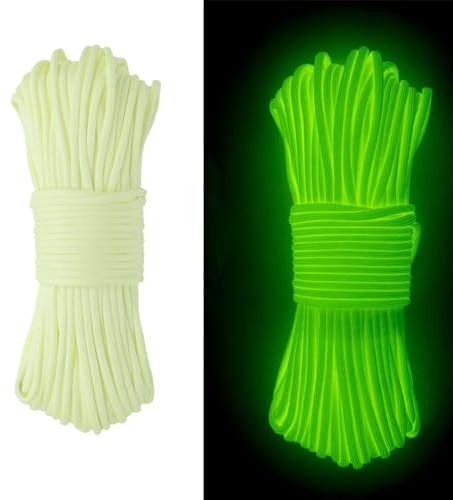 JDCMEI Fluoreszierende Paracord, Leuchtende Nylon Seil Paracord4mm Schnüre mit 9 Kern Paracord Parachute Cord Fallschirm Schnur -Strängen Gesamtlänge 30 Meter - Max. 250kg