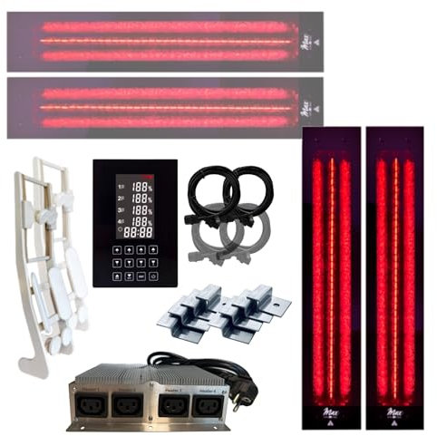 SET frameless InfraROTmed MAX© Tiefenwärmestrahler + Steuerung icon 4 TOUCH, Infrarotstrahler für Sauna und Infrarotkabine, Vollspektrumstrahler (2x500W + 2x1300W SW + S + 2x Lehne)