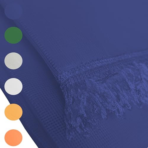 Home Tresor - Tenda Zanzariera per Porta e Finestra con Anelli e Frange Retina da Esterno, 100% Poliestere, cm. 150x250 Tinta Unita (Blu)