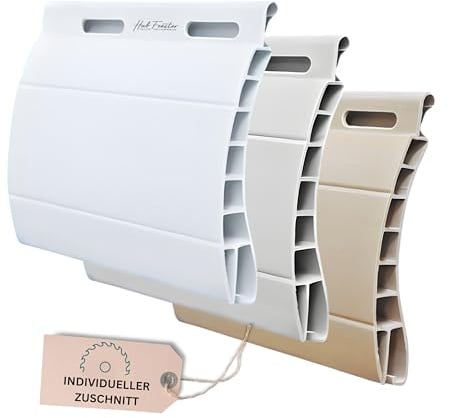 Rollladen Lamellen Maxi 14 x 55 mm Beige | 2x 119 cm Rolladenstäbe PVC | Ersatzlamellen für Rollladenpanzer | Rolladenprofil mit Lichtschlitzen | Rollladen Ersatzteile | Hub-Fenster