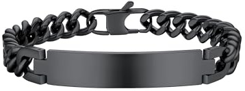 PROSTEEL Herren Armband Personalisiert Panzerkette Name Gravur Identarmband Armband Armkette 19/21/23 cm lang Edelstahl/18k vergoldet/schwarz Metall plattiert