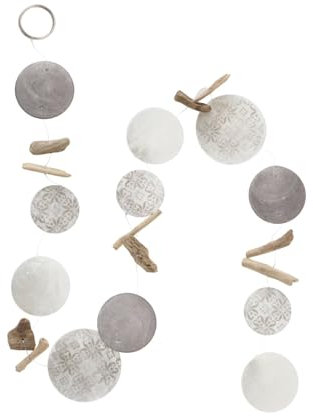 Boltze Capiz Deko Girlande hängend Jassa -1 Stück, Länge 120 cm Fensterdeko Boho Perlmutt Scheiben Muschel Kette zum Aufhängen Boltze Home Windspiel Wind Chimes Wanddeko Bad