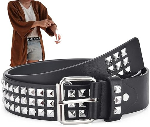 Punk Belt,110cm Punk gürtel,Nietengürtel Damen/Herren,Kunstleder Y2K Gürtel,Metal Punk Rock Rivet Belt,Cosplay Belt,Hip Hop Belt für den Alltäglichen Style oder Festliche Outfits Bei Gothic Gürtel