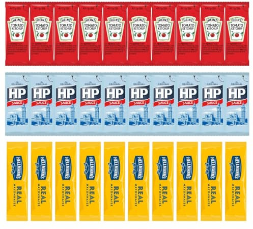 Ketchup, Mayo & Brown Sauce Bundle - Handy Travel Pack - Great for holiday hosts - 10 Individual Ketchup, Mayo & Brown Sauce Sachets