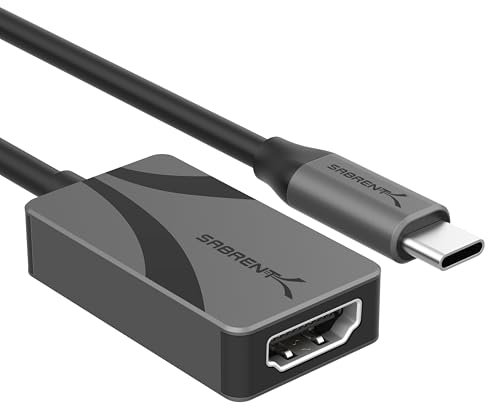 SABRENT 8K USB Type-C to HDMI Adapter - 8K@30Hz & 4K@120Hz, HDR10/Dolby Vision, VRR & FreeSync, Compatible with Laptops, Tablets, Smartphones, Portable Gaming Systems, Aluminum Design (DA-CH8K)