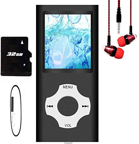 Hotechs MP3-Player/MP4-Player, MP3-Player mit 32 GB Speicherkarte (Schwarz)