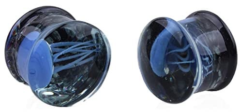Grewod Flesh Tunnel, Glas Blau Meer Tier Leuchtet im Dunkeln Ohr Tunnel Herren Damen Ohr Plug Ohr Expander Piercing Schmuck 12MM, 2 Stück