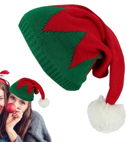 Gestrickte Weihnachtsmütze, Weihnachtsmützen - Winter Elastische Strickmütze - Uni Weihnachtsmütze, festliche Hüte für draußen, Sammeln, Täglicher Gebrauch