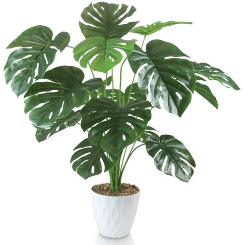INSANYJ Fausse Plante Monstera 75 cm, Plantes Artificielles Interieur Exterieur, Vert Plante Artificielle Plastique Fausse Plante avec Pot pour Decoration Salon Chambre Bureau Cuisine