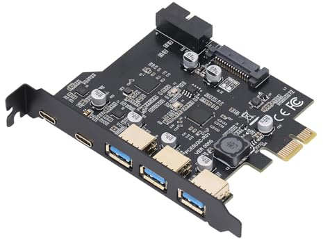 PCIe-zu-USB-3.2-Karte, 5 USB-Anschlüsse (3 USB-Typ-A- und 2 USB-Typ-C-Anschlüsse), Erweiterungskarte, USB-C-PC-Karte, Interner USB-Port-Hub für Win11/10/8/7/OS X 10.8.2 und Höher