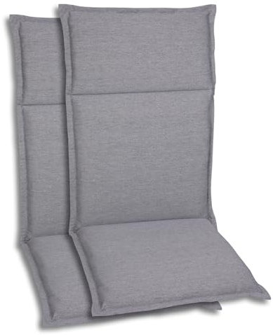 GO-DE Textil Bequeme und attraktive Polsterauflagen für Hochlehner-Gartenstühle (2er-Set, Uni Grau, Hochlehner)
