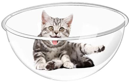 Clear Cat Bed Dome | Acrylic Space Bowl Cat Bed Space Capsules For Window Perch, Tree Tower, Transparent, 32 X 15 Cm