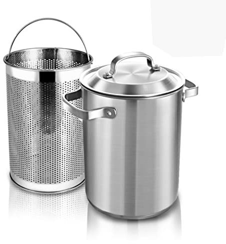 MJMLUCK Spargeltopf 304 Edelstahl - 4,3L Dampfgarer Nudelkocher Pommes Frites Topf mit Siebkorb und Deckel - Gas Elektro Induktion Spülmaschinenfest