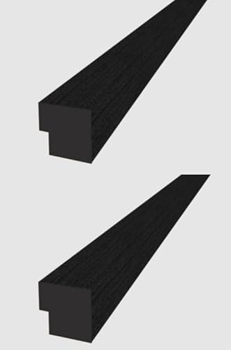 Acoustic Slatted Wall Panel Decorative Slat 3D Timber Oak Natural - 2400mm x 600mm (End Trim x2 Black 2400x30mm)