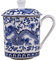 Abibiocy Chinese Tea Cups, 500ml Large Capacity Ceramic Blue and White Tea Mug with Lid and Handle for Loose Leaf Home Office Mug