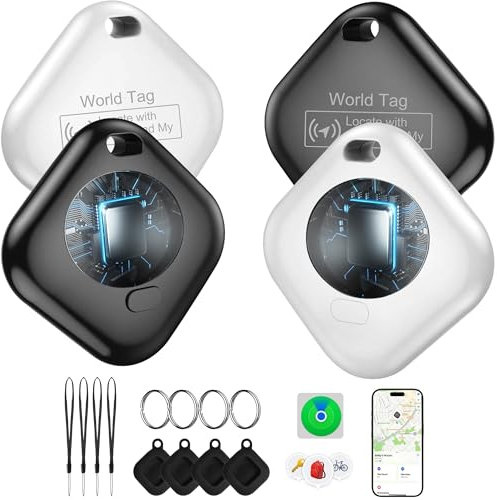 Air Tag Tracker 4Pcs,Key Finder,Compatible with Apple Find My (iOS Only),Replaceable Battery,IP67 Waterproof,Suitable for Luggage, Bags, Wallets, Backpacks, Keys Tracking Tag