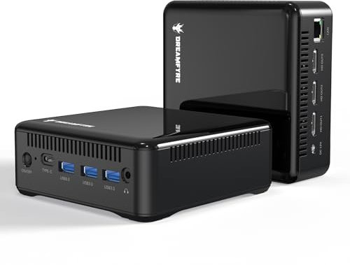 DREAMFYRE Mini PC de Bureau SSD 16 Go 512 Go 12e génération N95 (jusqu'à 3,4 GHz) avec Wi-FI 6/Bluetooth 5.0/3 x HDMI 2.0/3 x USB 3.0/4K HDMI*3 4K @ 60 Hz UHD Triple écran d'affichage pour