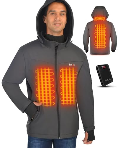 IHeat Heated Jacket for men with Battery Pack, Rechargeable Electric Heating Jacket with Battery for Outdoor Camping Hiking Hunting