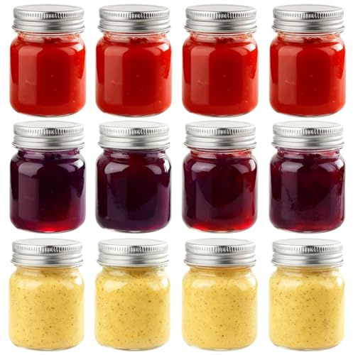 Otauoaea 12stk. Einmachgläser 160ml | Marmeladengläser mit Deckel | Mason Jar Gläser mit Schraubdeckel | Schraubgläser für Eingelegtes, Marmelade, Honig, Gewürze