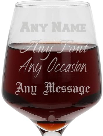 Personalised Wine Glass - Large 400ml Engraved Glass for Women or Men Choice of 20 Fonts Customised Gift, Elegant Stemware Perfect Anniversary Birthday Christmas Retirement (Any Text)
