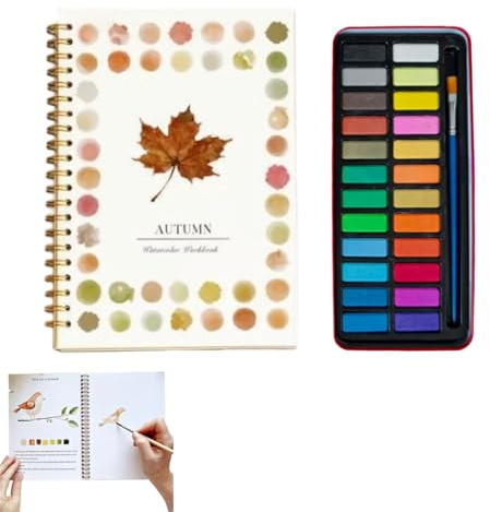 Magnocraft Kit d'aquarellecomplet，Cahier d'Aquarelle pour Débutants et Artistes - Fournitures de Peinture avec Illustrations Florales pour Enfants, Adolescents et Adultes