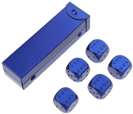 Toddmomy Aluminiumlegierung Würfelspiel Requisite Satz Kleine Leichte Metallwürfel für Partyspiele und RPG Filigrane Detailreiche Blaue Würfel für Unterwegs