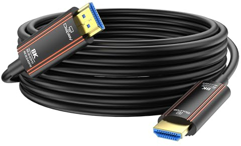 Anehmeta Cable HDMI de fibra óptica de 40 pies, cable HDMI 2.1 de 8 K de largo, 48 Gbps, soporte de ultra alta velocidad, 8K a 60 Hz, 4K a 240 Hz, HDR/eARC/HDCP 2.2 y 2.3/3D, compatible con PS5, PS4