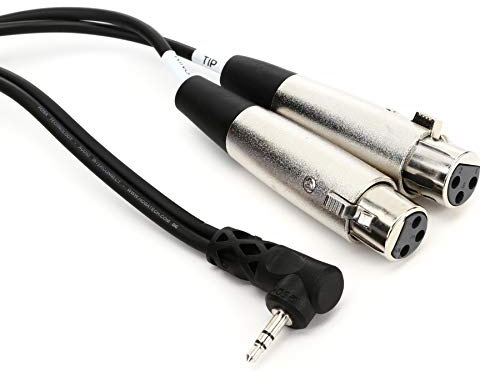 Hosa CYX-405F Câble microphone caméscope Dual XLR3F à angle droit TRS 3,5 mm 1,5 m