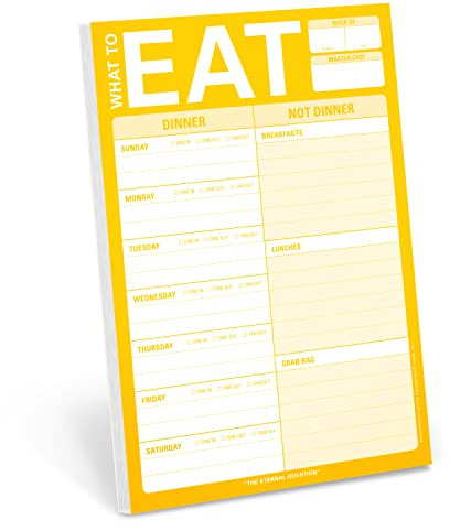 Knock Knock What To Eat Pad (gelb), magnetischer Mahlzeitenplanungs-Notizblock mit Magnet, 15,2 x 22,9 cm