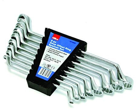 Hilka 16700802 Metric Ring Spanner Set, 8 pce, Set of 8 Pieces, Silver