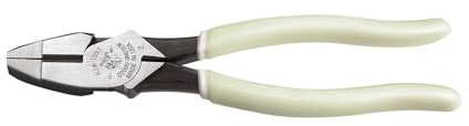 Klein Tools D20009NEGLW - Alicates de corte lateral, fabricados en Estados Unidos, corte ACSR, tornillos, clavos, alambre duro, alicates de alta visibilidad de 23 cm