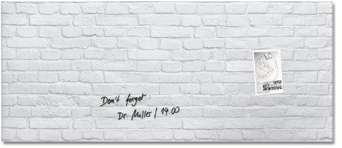 SIGEL GL244 Premium Glas-Whiteboard 130x55 cm White-Klinker weiß hochglänzend, SGS geprüft, einfache Montage, incl. 2 starke Magnete, Glas-Magnettafel Artverum