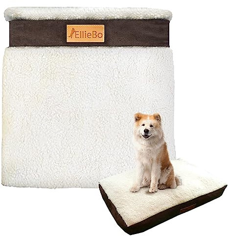 Ellie-Bo Ersatz Hundebett Cover mit Faux Wildleder und Schaffell, 87 x 57 cm, groß, Braun