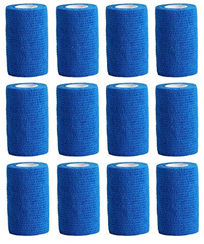 Haftbandage – 12 Rollen x 10 cm x 4,5 m, Erste Hilfe, Sport, Bandagen, COBOX Tierarztverband selbstklebende Bandagen, himmelblau