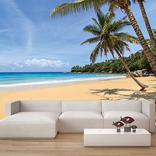azutura Tropical Paradise Beach & Palm Trees Wall Mural Wallpaper available in 8 Sizes Digital