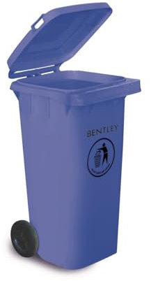 Charles Bentley Wheelie Bin, 120 Litre, Blue Wheelie Bin, Weatherproof, Durable, High Density Polyethylene, Two Wheels, Ultra Violet Resistant, Robust, Frost and Chemical Exposure (95x55x47cm)