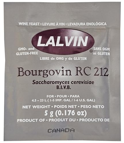 Lalvin RC 212 Yeast Red Wine 5g Sachet Homebrew Wine Making 4.5L-23L Pinot Noir