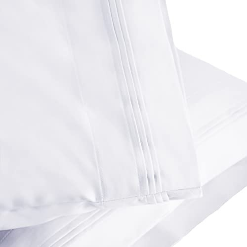 Superior 1000 Thread Count Egyptian Cotton Pillowcase Set, Pillow Covers for All Pillows and Sleepers, Soft Pillowcases for Bed Fashion, Basics, Large Cases, 2-Piece Set- Standard, White