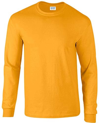 Gildan Mens Plain Crew Neck Ultra Cotton Long Sleeve T-Shirt (L) (Gold)