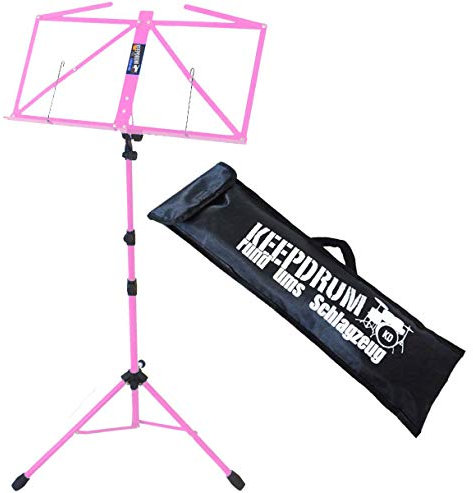 keepdrum MUS3PK Notenständer Notenpult Pink Rosa mit Tasche Bag