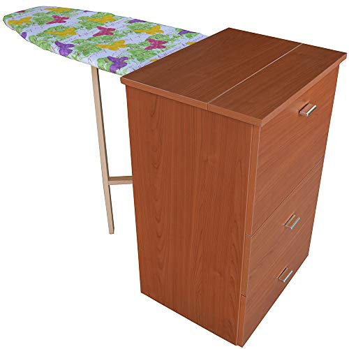 Mobile con asse da stiro in legno con 3 ante noce bianco ciliegio frassinato cm 40x54xH84