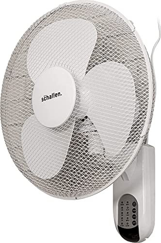 Branded 16 40cm Oscillating Wall Mounted Air Cool Fan with 3 Speed Settings, Timer & Remote Control (White)